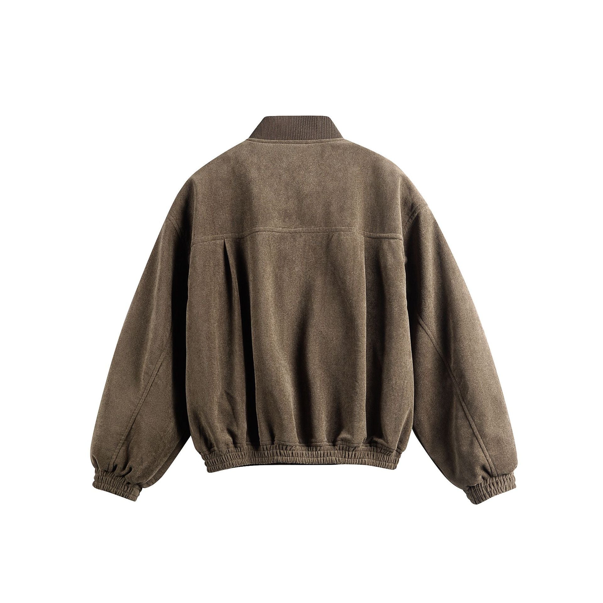 Unisex Boxy-Softsuede-Jacket with snap button placket, patch pockets and ribbed hem Chichicherry