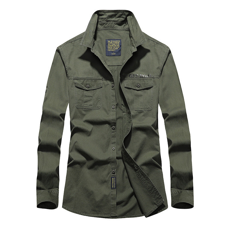 Men's Long Utility Shirt with Chest Flap Pockets, Button Front and OFF-ROAD Logo Chichicherry