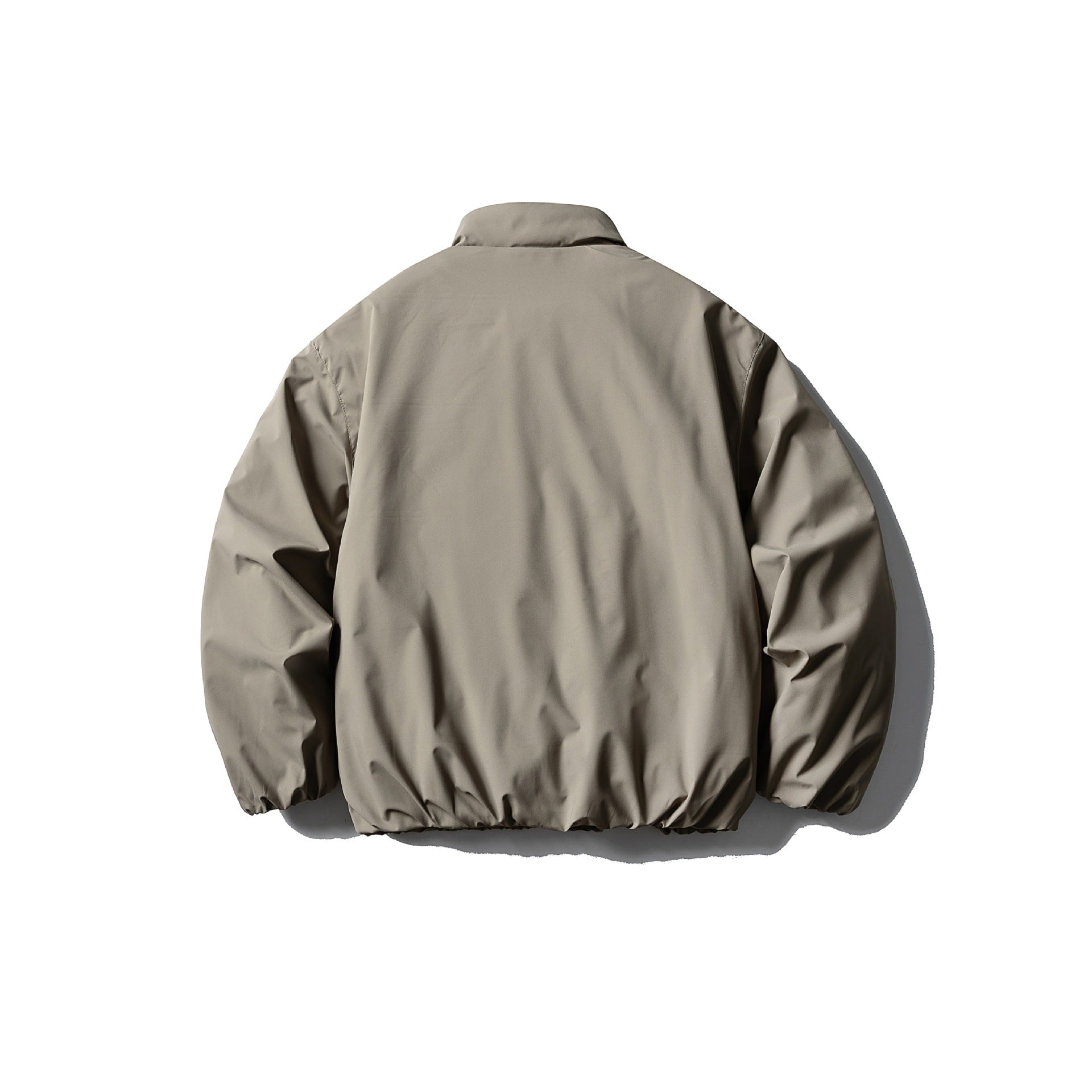 Unisex Short Boxy Thermal Blouson with High Standing Collar, Elastic Hem and Concealed Zipper Chichicherry