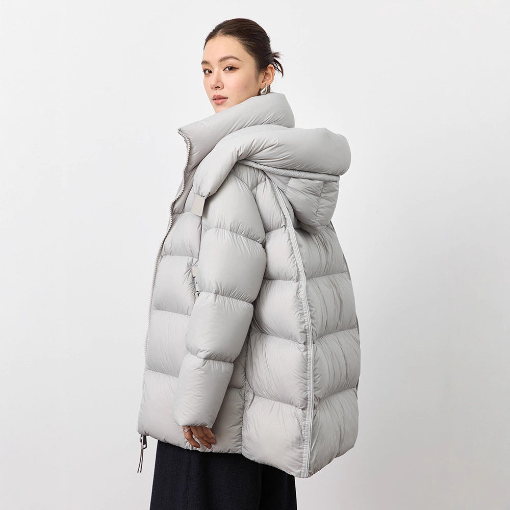 Women's wide-cut down coat with extra-large hood and thermal padding Chichicherry