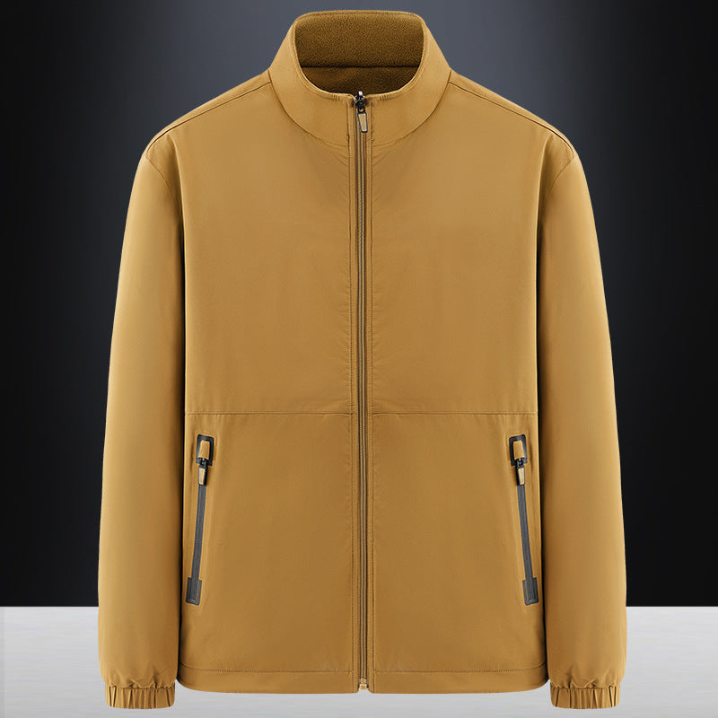 Men's minimalist technical all-weather softshell jacket with stand-up collar and water-repellent zippers Chichicherry