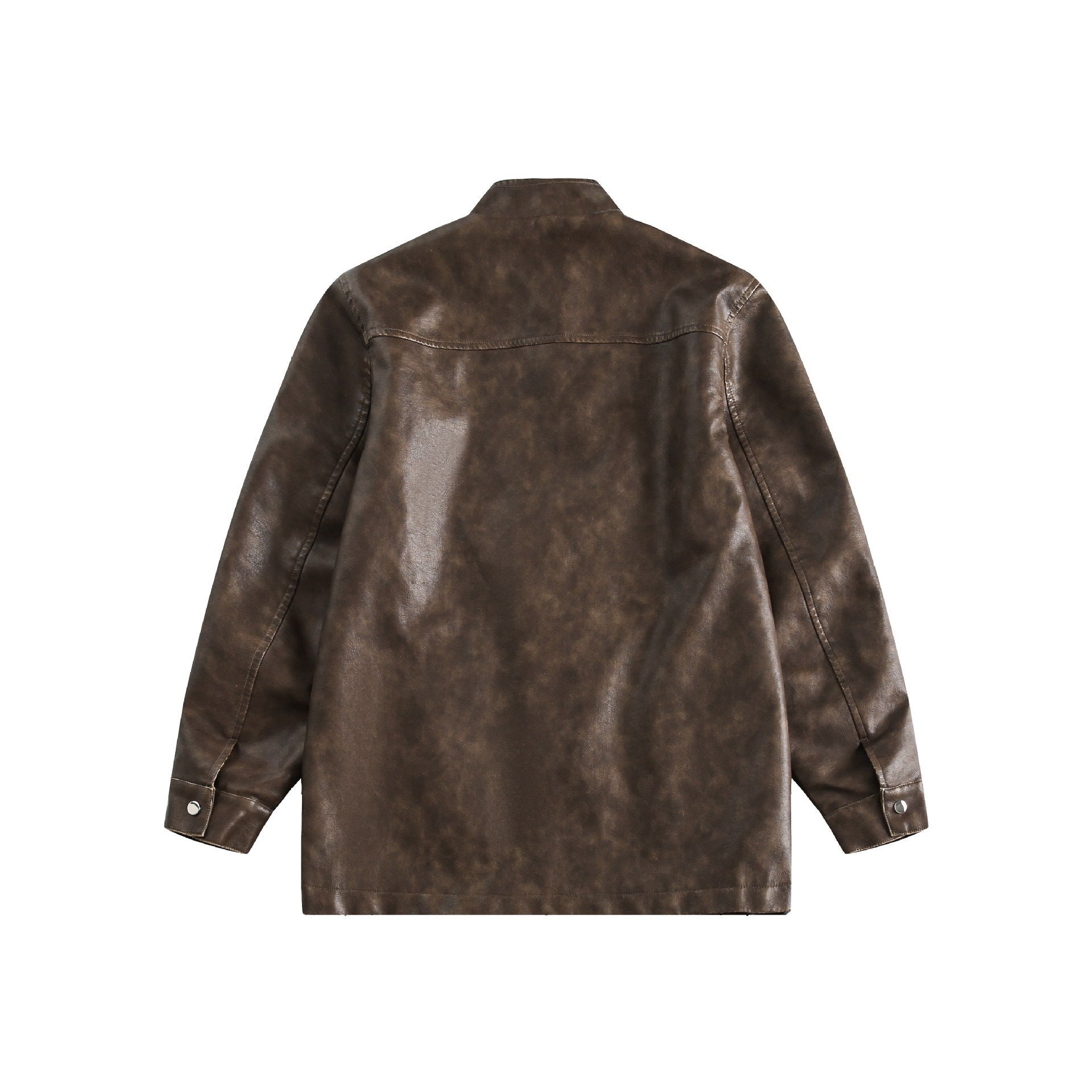 Men's Short Leather Look Coat in Vintage Style with Chinese Knot Closures Chichicherry
