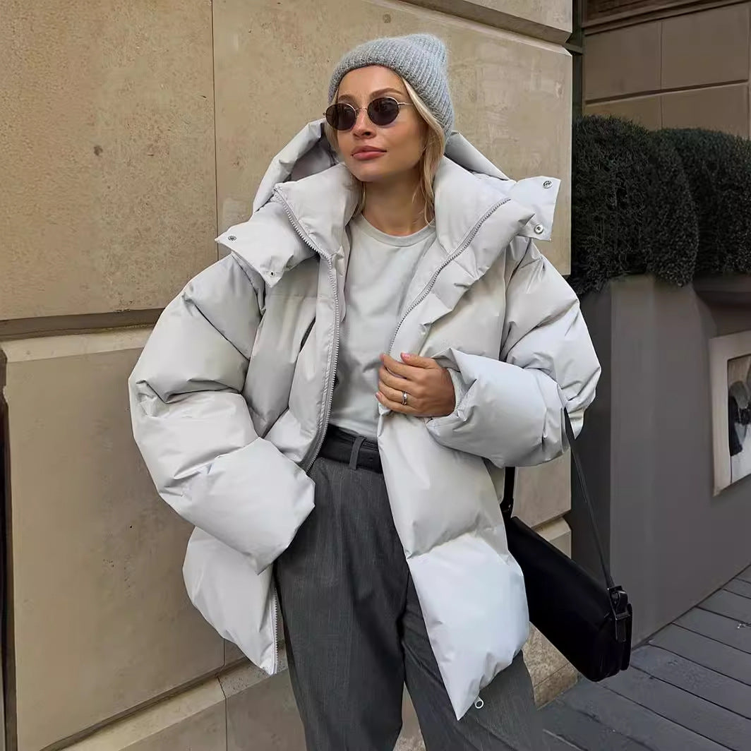 Damen Oversize Steppjacke mit Kapuze und wattierter Thermofüllung Chichicherry
