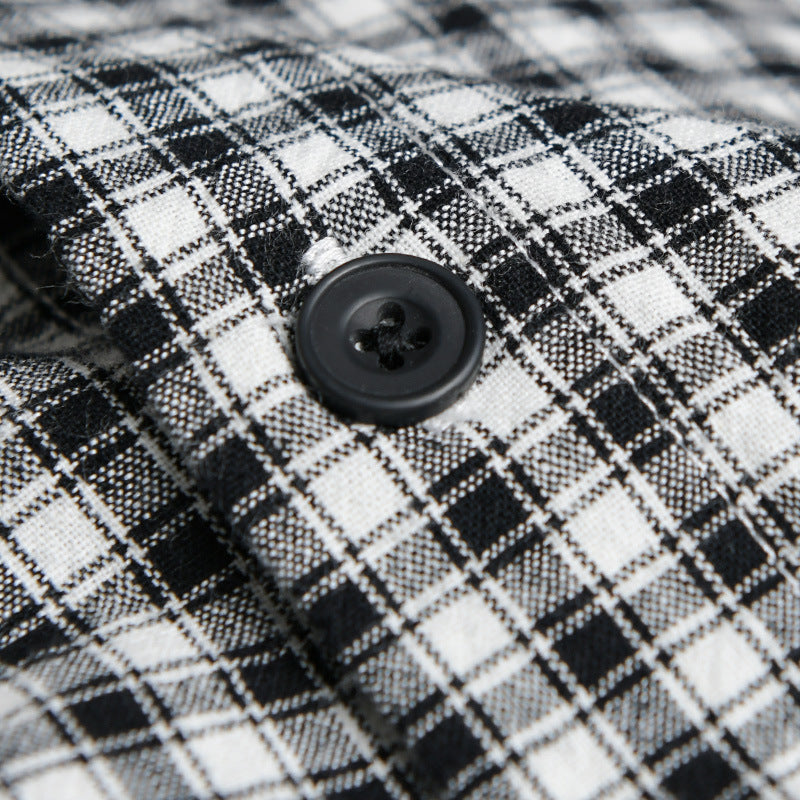 Men's Check Lounge Shirt Jacket made of Cotton Blend with Relaxed Fit and Button-Down Front Chichicherry
