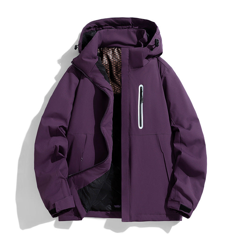 Men's water-repellent quilted winter jacket with hood, thermal insulation and reflective chest pocket Chichicherry