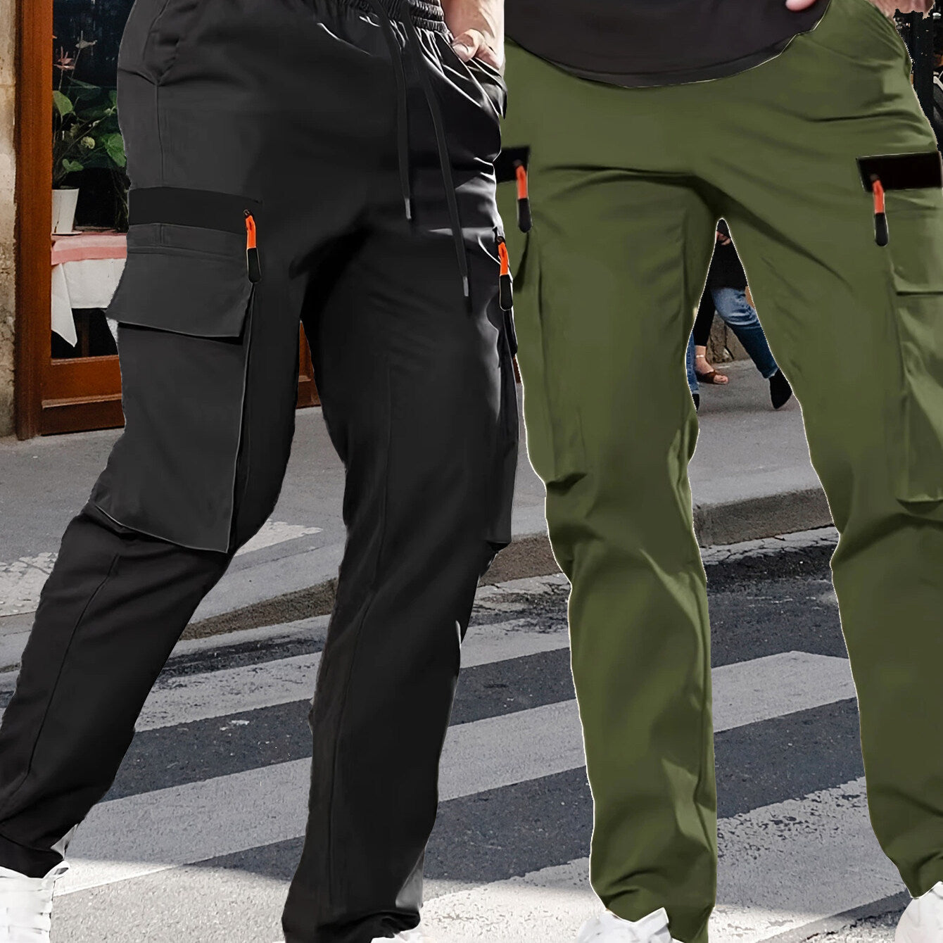 Men's cargo pants in jogger style with elastic waistband, drawstring & multiple pockets Chichicherry