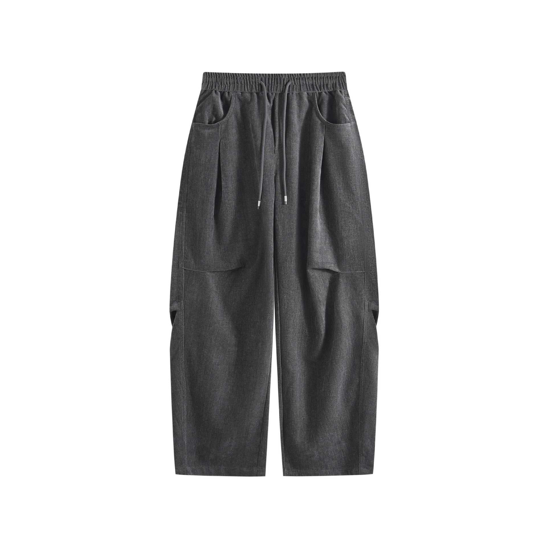 Women's Loose Cropped Comfort Cargo Pants with Elastic Drawstring Waist and Patch Pockets Chichicherry