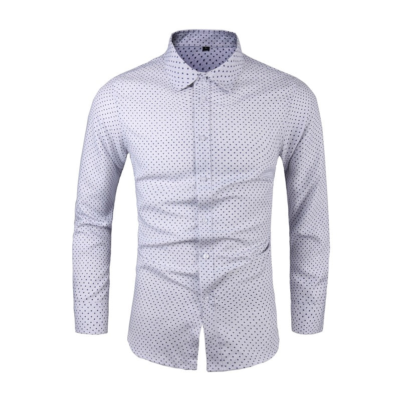 Men's Slim-Fit Shirt with Fine Polka Dot Pattern and Kent Collar Chichicherry
