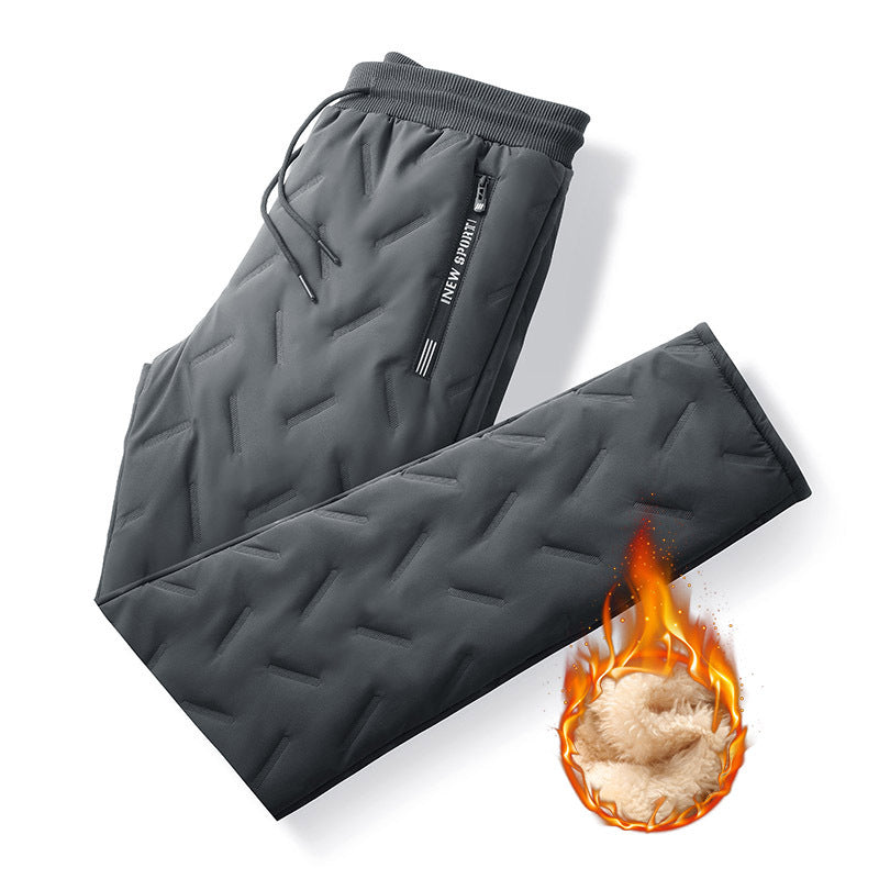 Men's Padded Thermal Jogging Pants with Quilted Texture and Teddy Lining Chichicherry