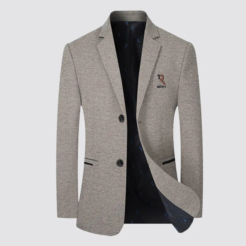 Men's Tailored Structured Blazer in Slim Fit with Logo Embroidery and Light Inner Lining Chichicherry