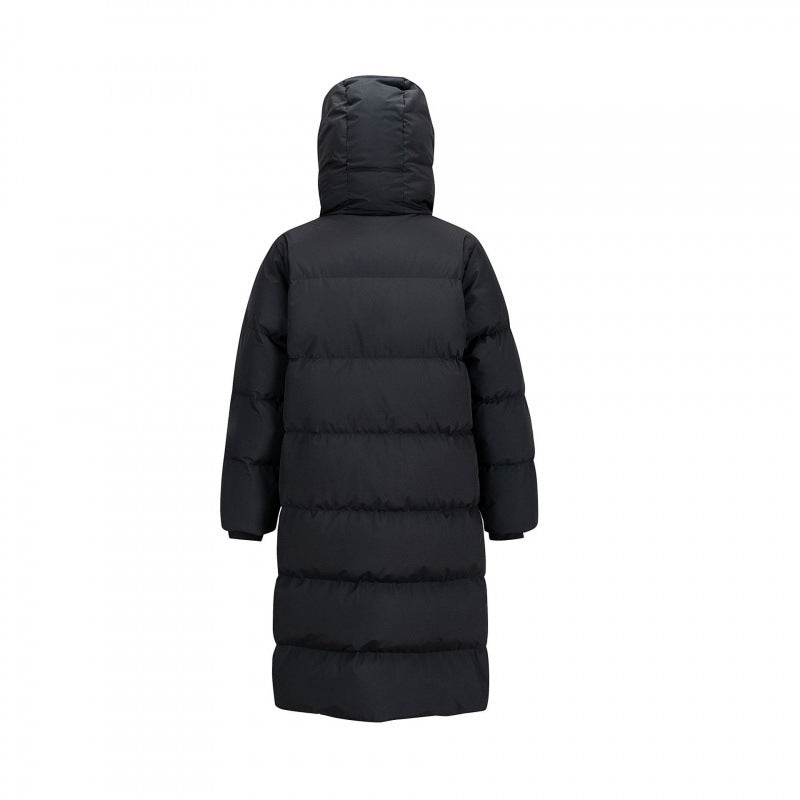 Women Longer quilted down coat with high hood and concealed zipper placket Chichicherry
