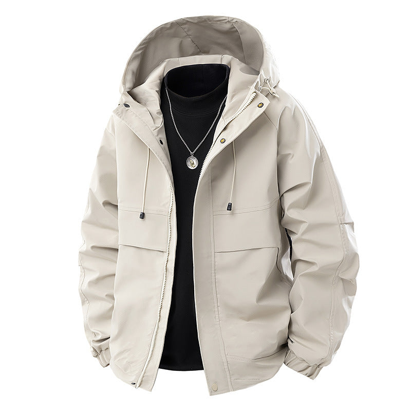 Men's Technical Hooded Outdoor Jacket with Utility Pockets and Windproof Membrane Chichicherry