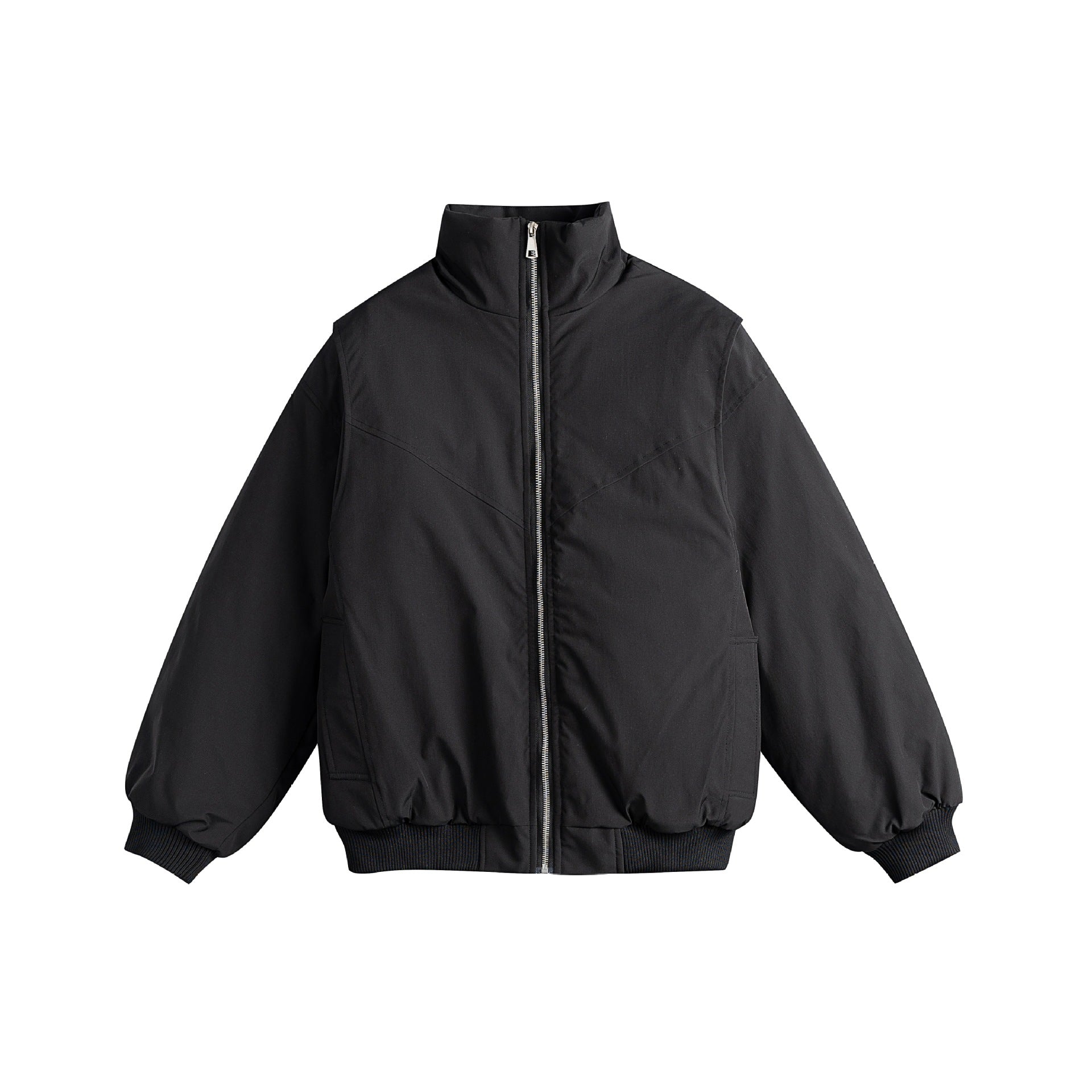 Women's Lined Boxy Bomber Jacket with High Stand Collar and Diagonal Quilted Look Chichicherry