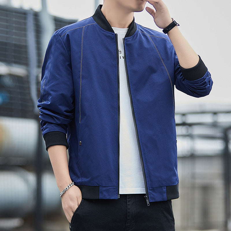 Men's Lightweight Windproof Tech Bomber with Ribbed Cuffs and Minimalist Seam Details Chichicherry