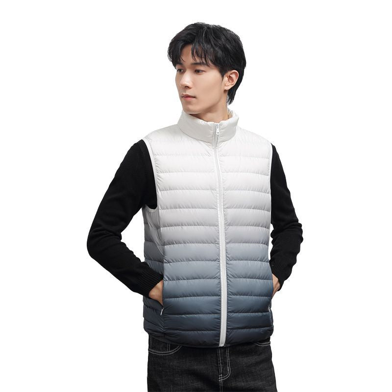 Men's lightweight quilted thermal vest with stand-up collar and ombré quilting Chichicherry