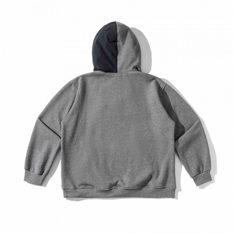 Unisex Oversize Hoodie with Contrast Insert, Snap Button Placket and Kangaroo Pocket Chichicherry