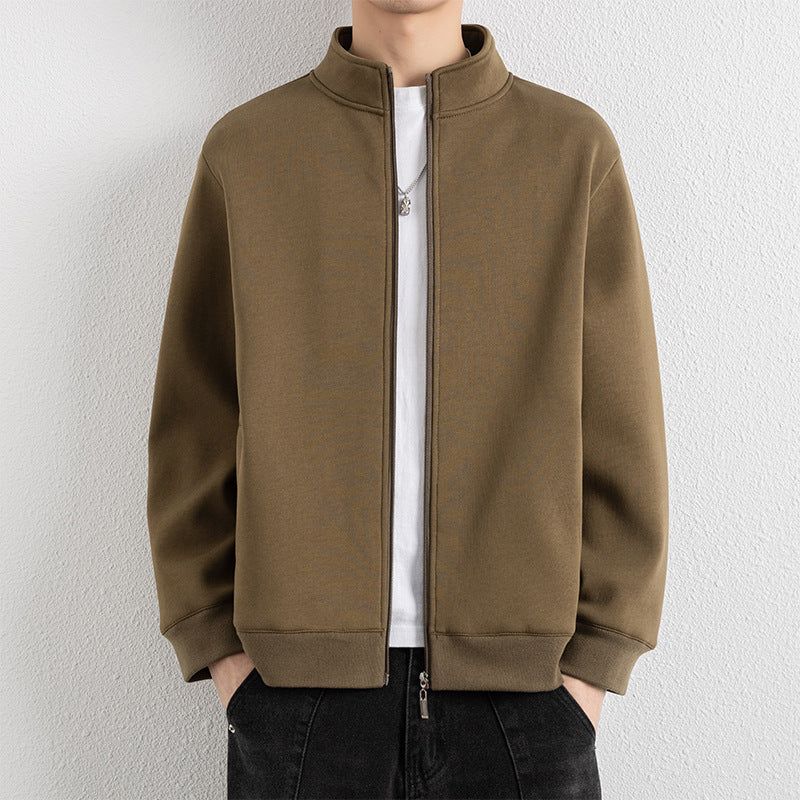 Men's Minimalist Zip Blouson Jacket made of technical stretch material with stand-up collar Chichicherry