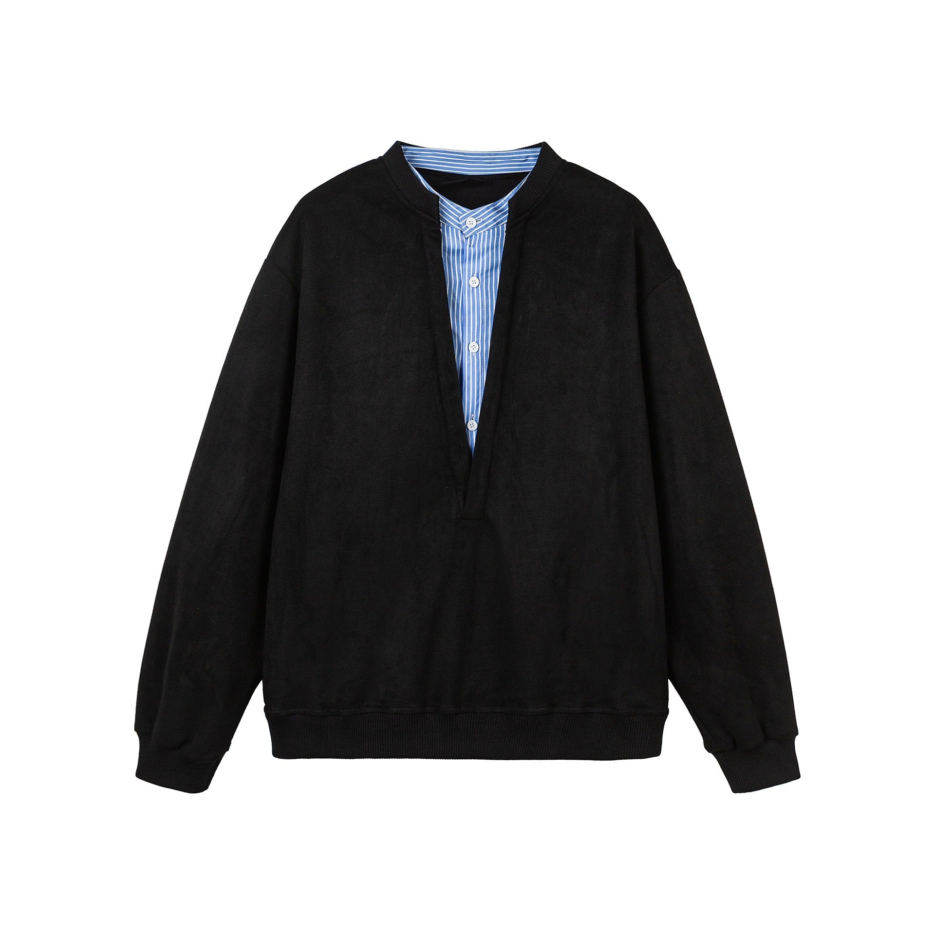 Women Cropped Oversized Sweatshirt with integrated blouse insert and V-neck Chichicherry