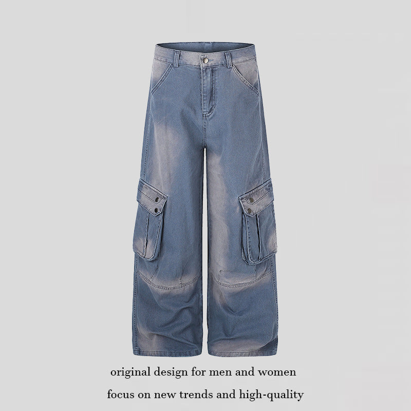 Women's Wide Cargo Denim Culotte with Utility Pockets Chichicherry