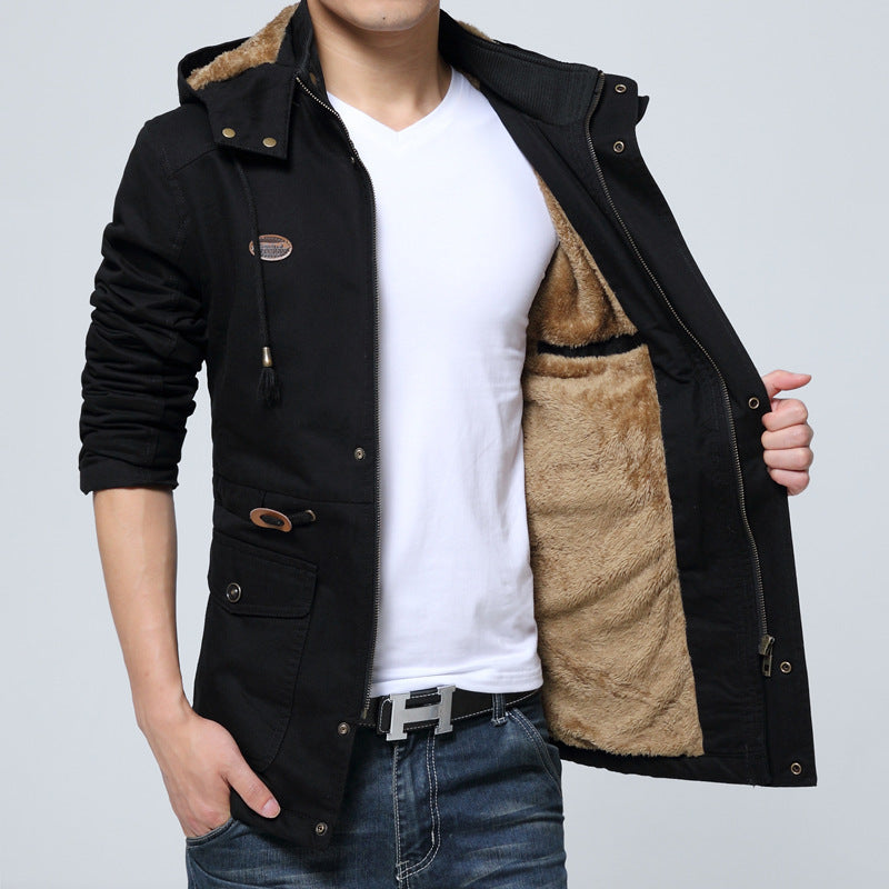 Men's Hooded Parka with Teddy Lining, Utility Pockets and Drawstring Chichicherry
