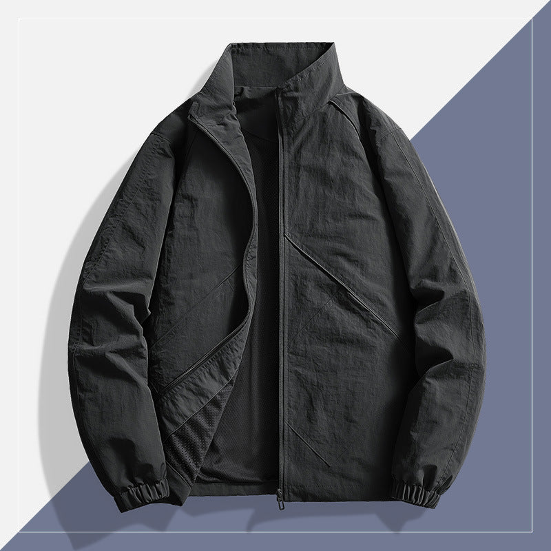 Men's Lightweight Technical Windbreaker with Mesh Lining, Stand Collar and Elastic Cuffs Chichicherry