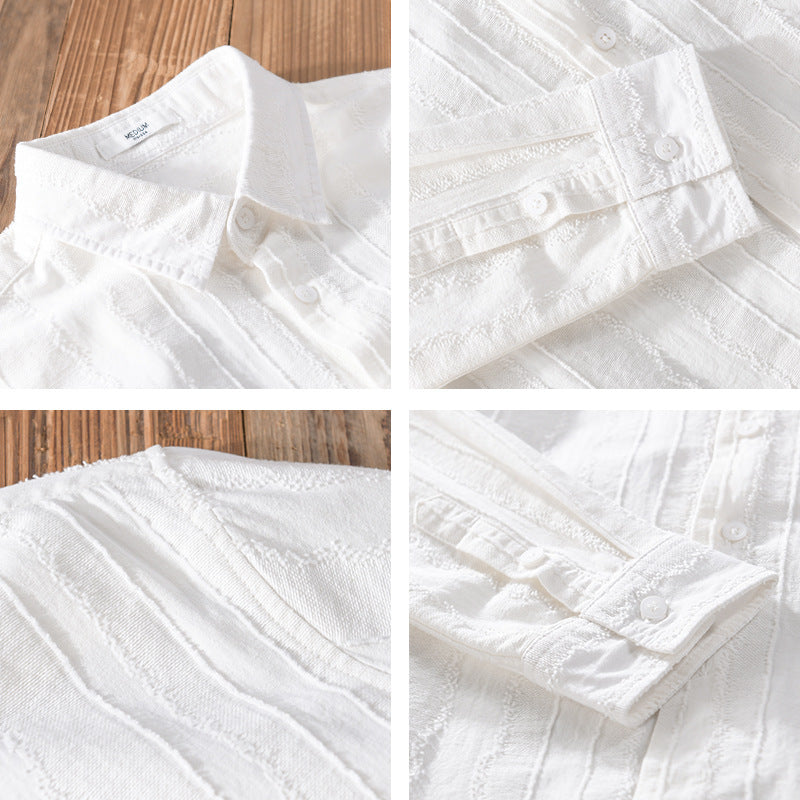 Men's lightweight structured shirt made of cotton blend with fine stripe pattern and classic collar Chichicherry