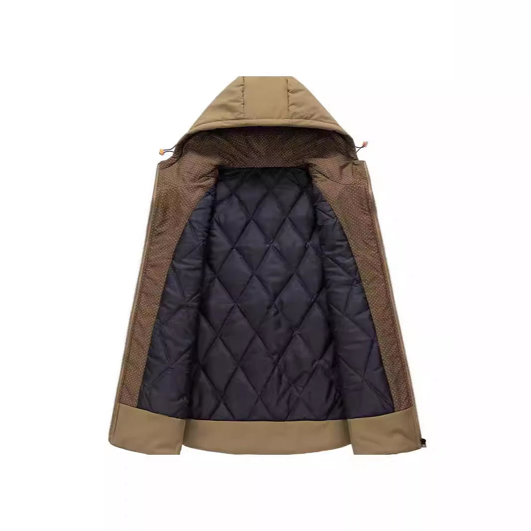 Men's Insulated Hooded Utility Vest with Multifunctional Pockets and Windproof Outer Layer Chichicherry