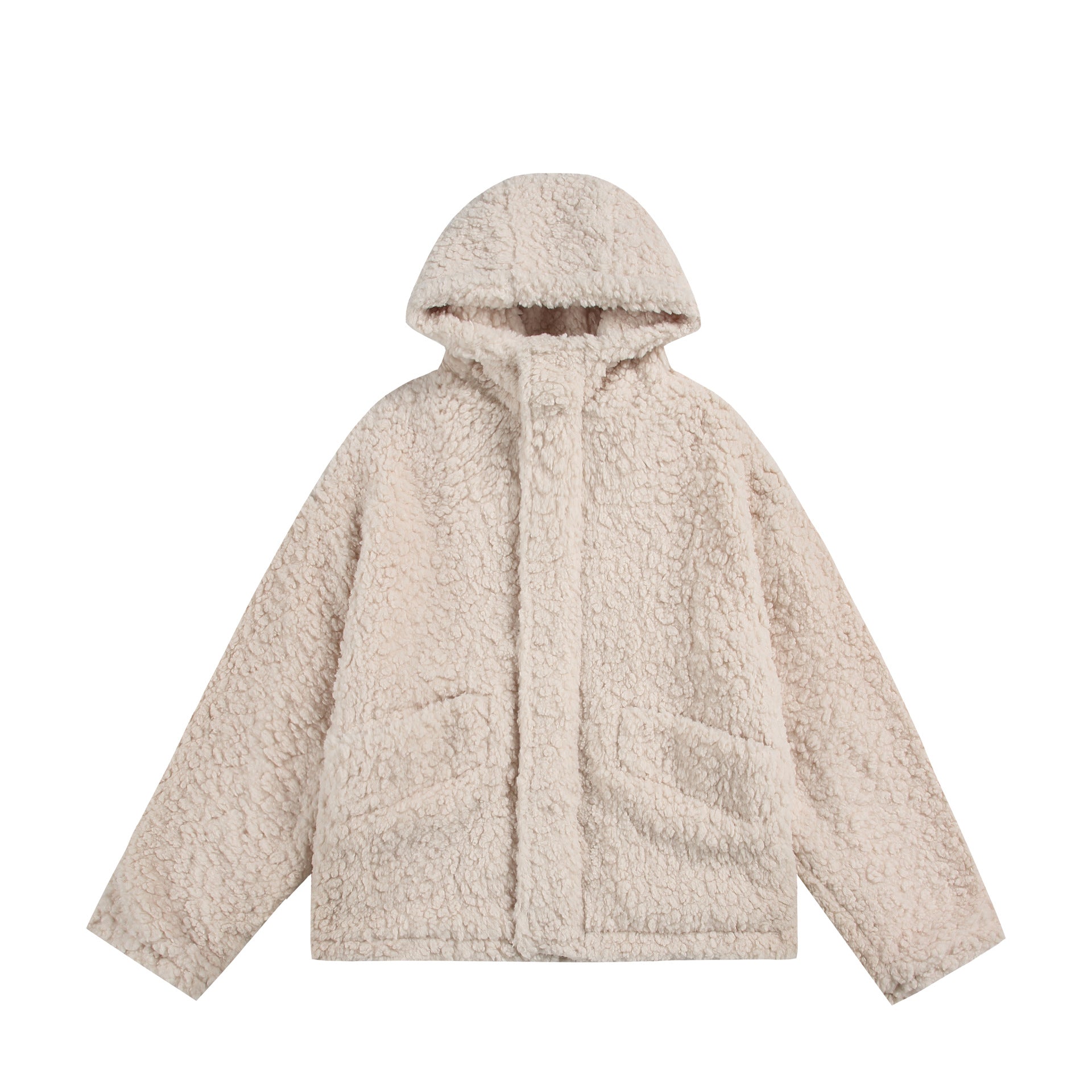 Women's Oversize Sherpa Hoodie with Concealed Front Flap and Patch Pockets Chichicherry