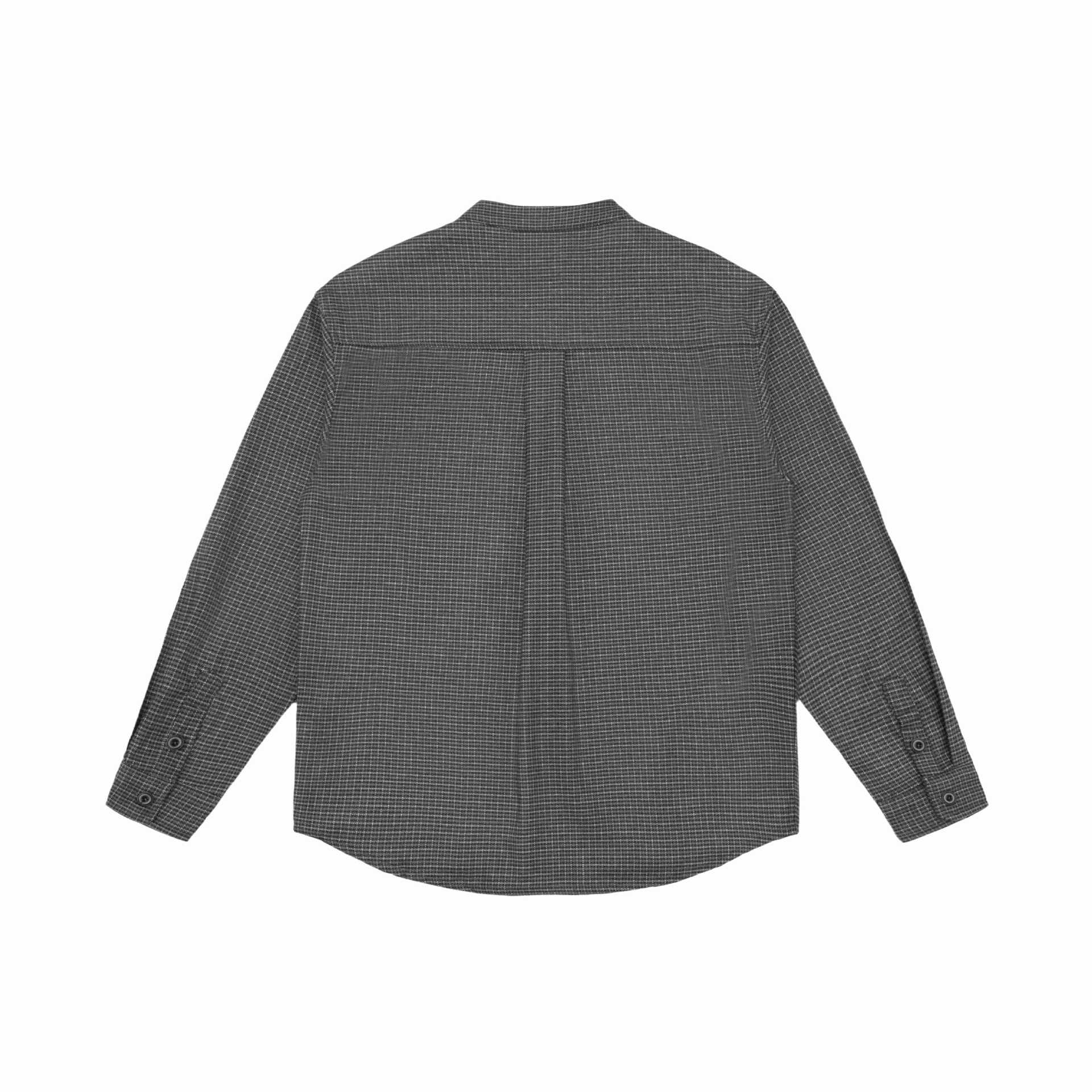 Unisex Oversized shirt jacket with stand-up collar, Glen check pattern and rounded hem Chichicherry