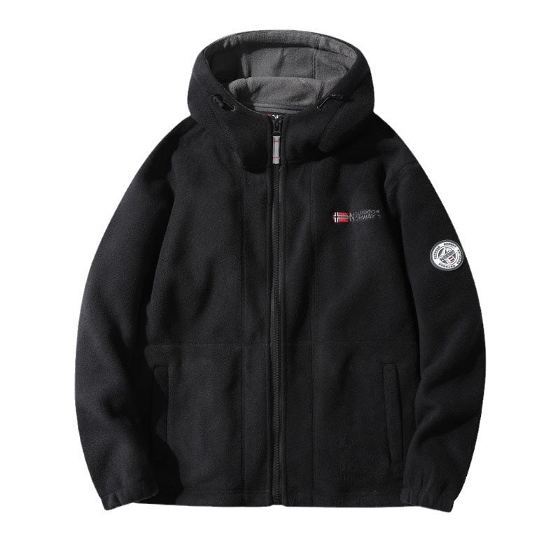 Men's fleece hooded jacket with teddy lining, full zip and utility pockets Chichicherry
