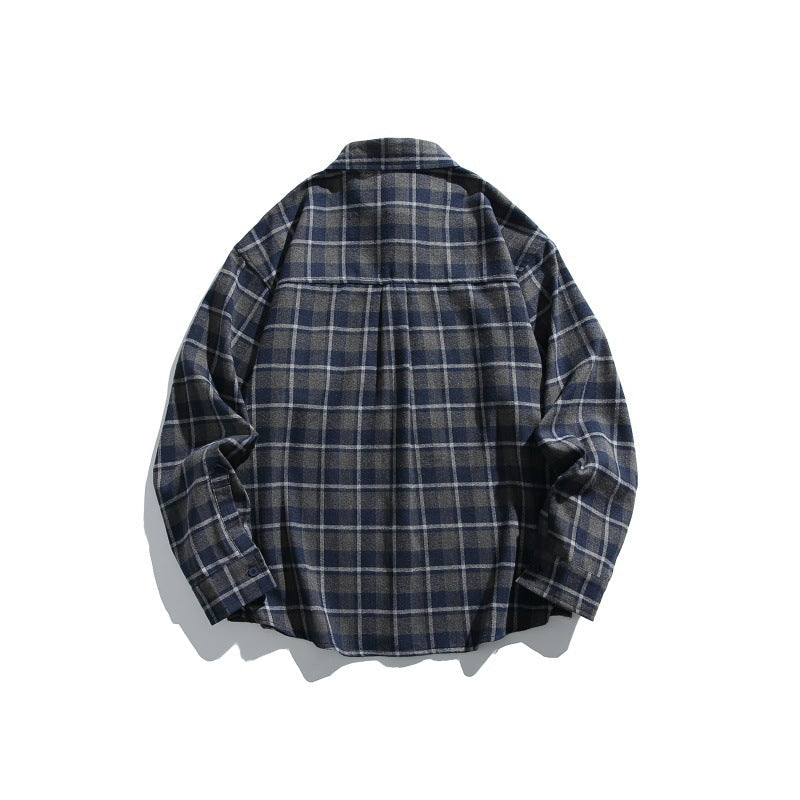Men's Checked Flannel Shirt Jacket in Overshirt Look with Chest Pocket Chichicherry