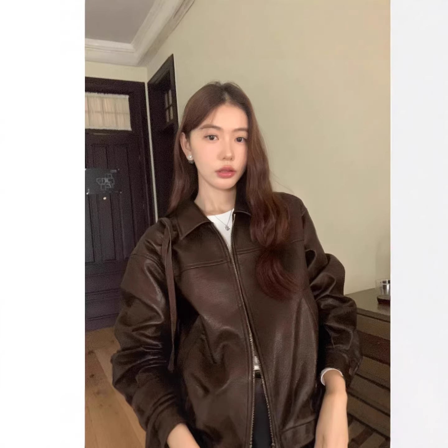 Women's Cropped Lambskin Bomber Jacket Chichicherry