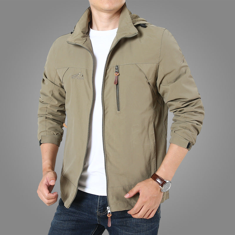 Men's Lightweight Softshell Outdoor Jacket with Hood, wind and water-repellent shell and multifunctional pockets Chichicherry