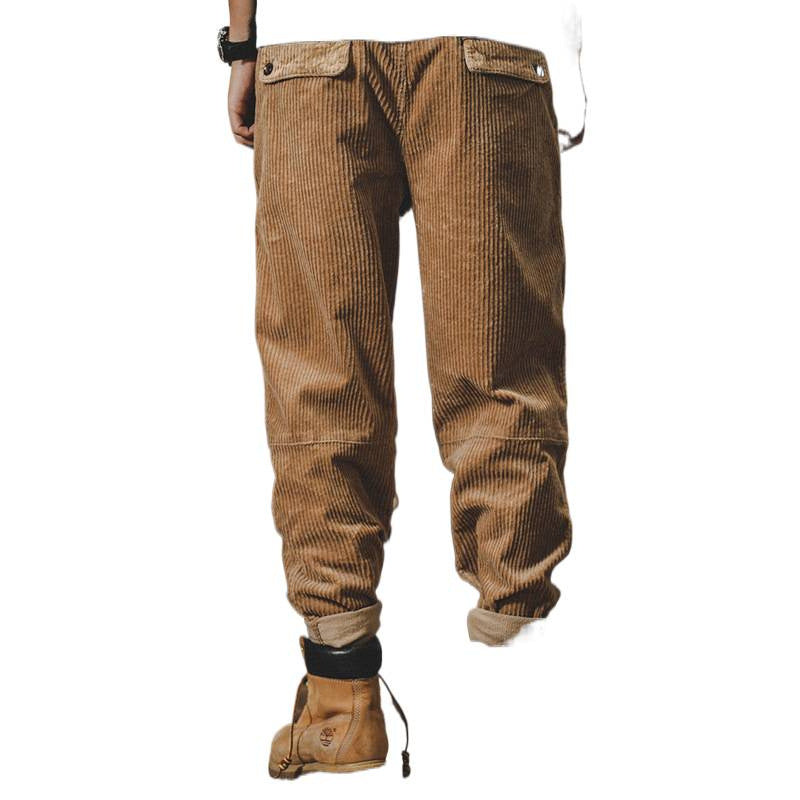 Herren Relaxed-Fit Feincord-Hose mit elastischem Bund, Kordstruktur und gekrempeltem Saum Chichicherry
