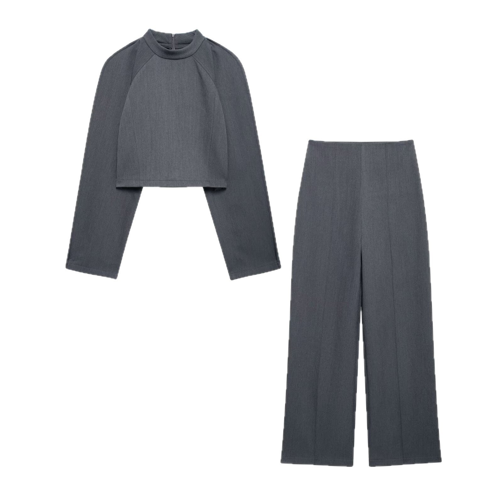 Women's Wide Highwaist Pants with Center Seam and Front Slit Chichicherry