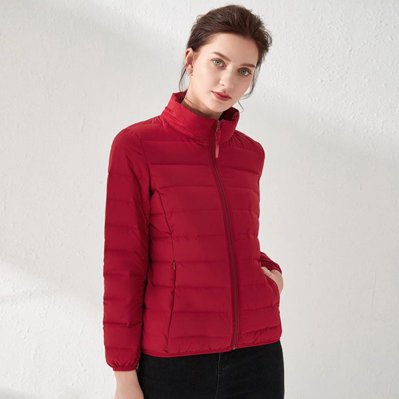 Women's Tailored Ultralight Padded Jacket with Stand-Up Collar and Slim Silhouette Chichicherry
