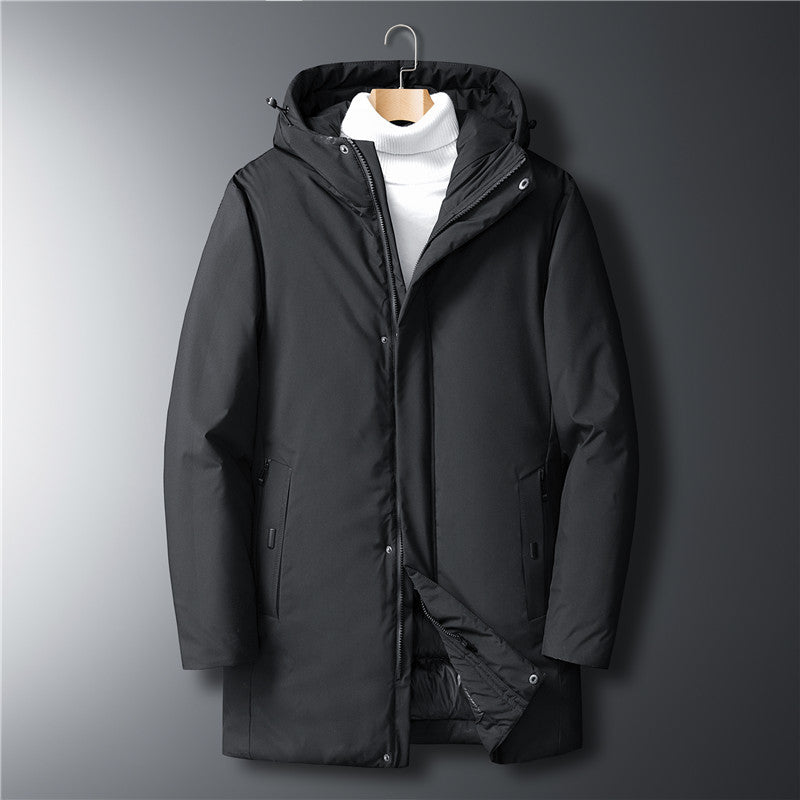 Men's modern urban long parka with concealed zip placket and ergonomic hood Chichicherry