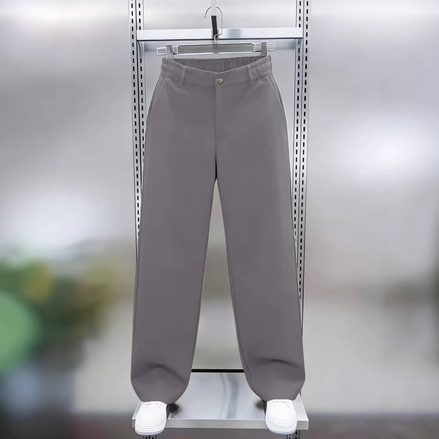 Men's wide Chino pants in Relaxed Fit with elastic comfort waistband and side pockets Chichicherry