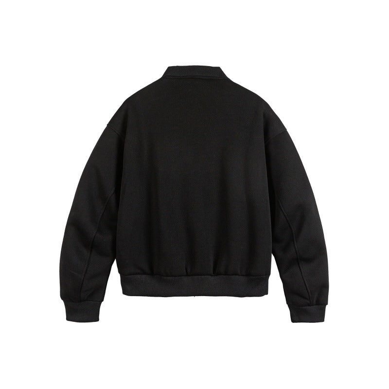 Unisex Boxy Sweat Jacket with full zip, badge applications and ribbed hem Chichicherry