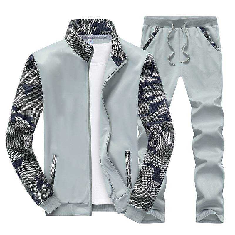 Men's Sportive Tracksuit Set made of functional softshell with camouflage sleeves and adjustable jogger pants Chichicherry