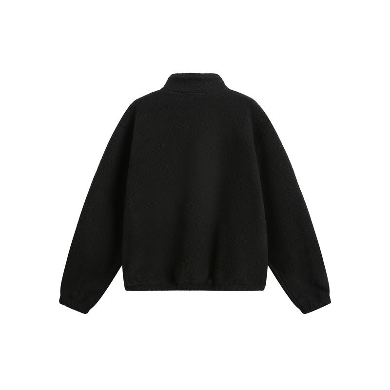 Unisex Oversize Fleece-Halfzip with Stand-up Collar and Zipper Pockets Chichicherry