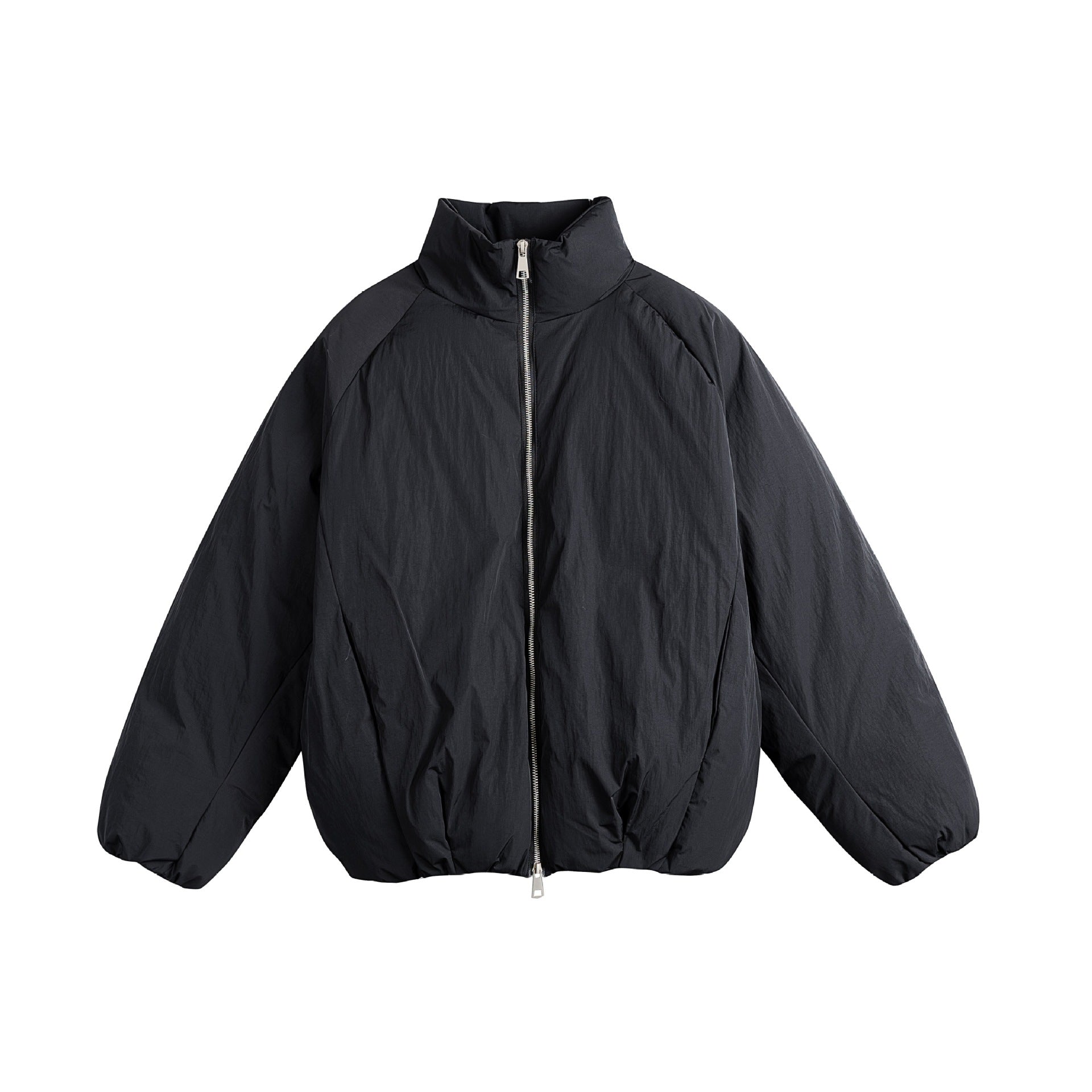 Unisex Oversized Padded Jacket with High Stand-Up Collar and Two-Way Zipper Chichicherry