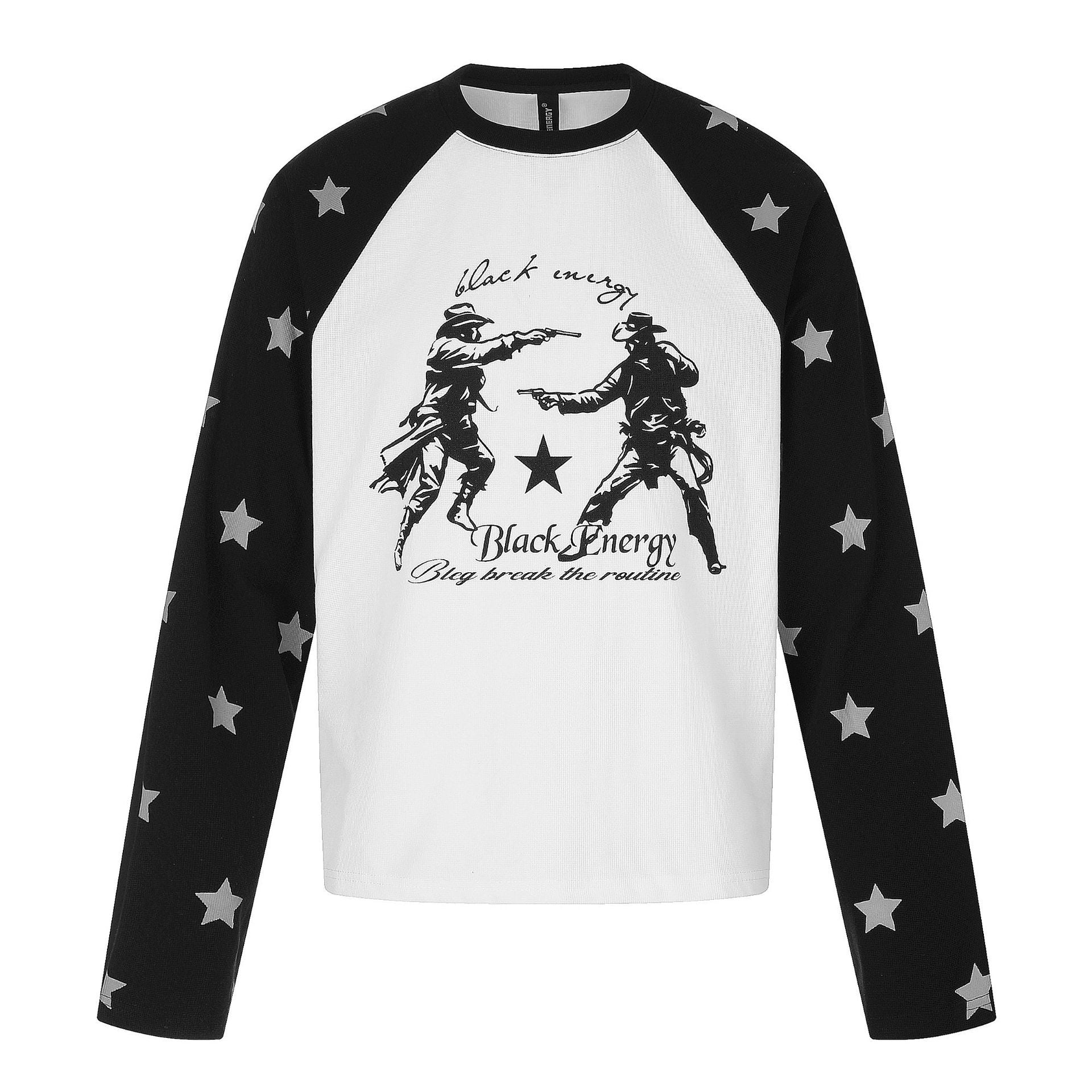 Unisex Raglan sweatshirt with star sleeves and vintage cowboy print Chichicherry