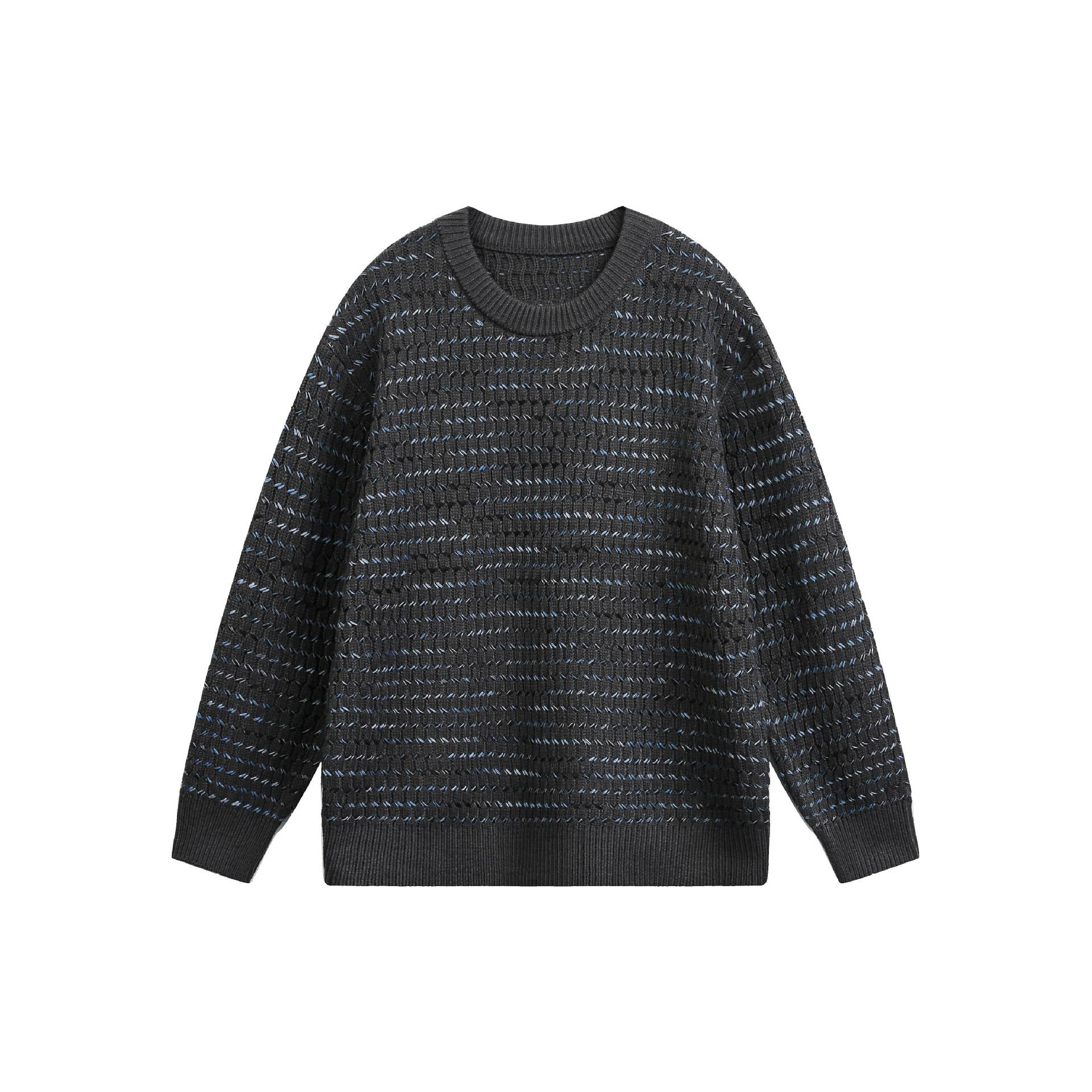 Women's chunky knit oversized sweater with round neckline and structural stripes Chichicherry