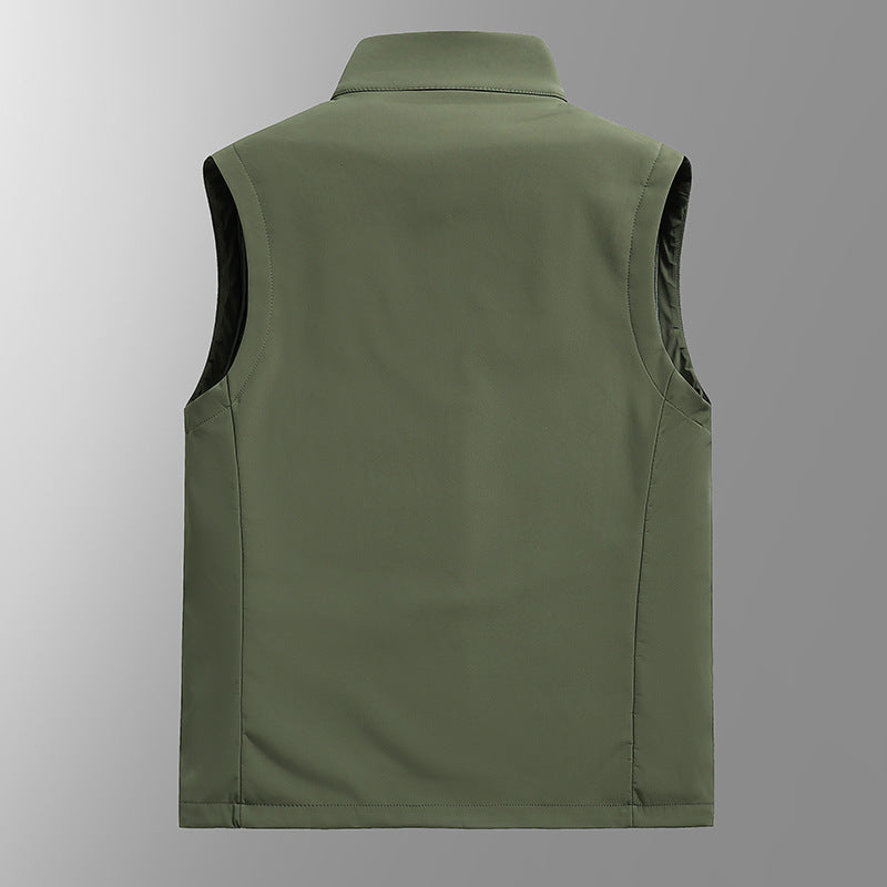 Men's Breathable Softshell Vest with Thermal Fleece Lining and Concealed Zip Pockets Chichicherry