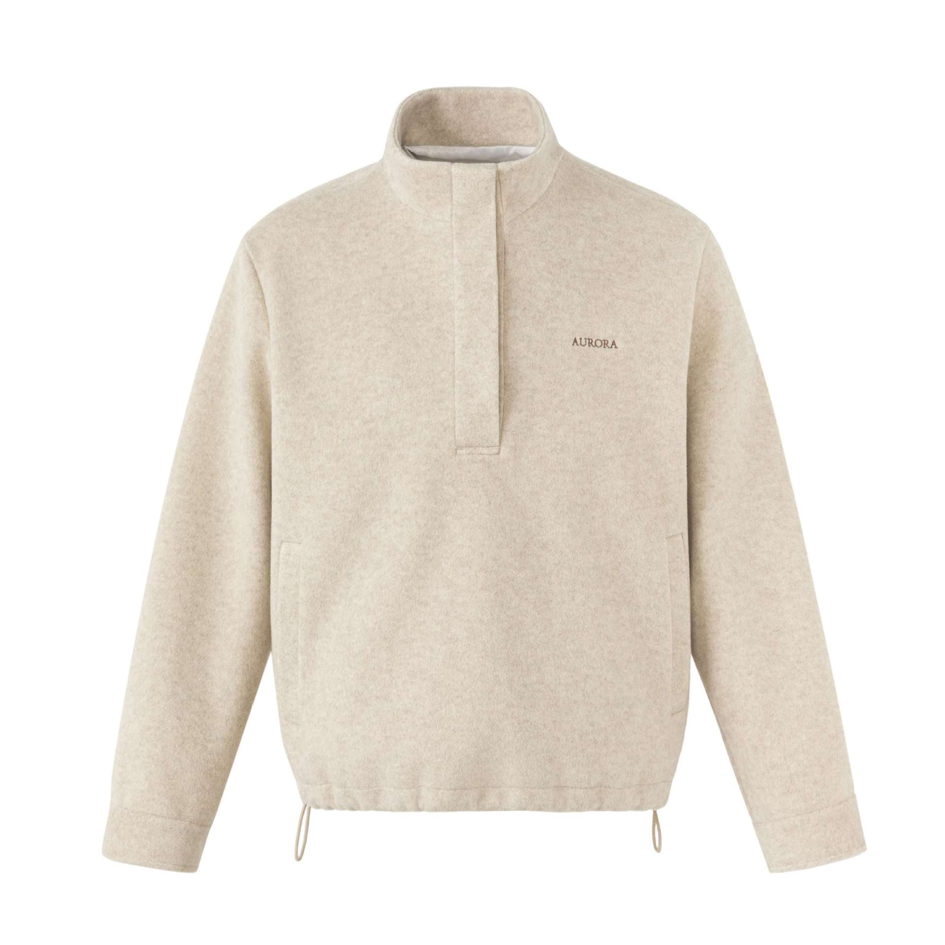 Unisex Short Cut Oversized Funnel Sweater with Drawstring and Kangaroo Pocket Chichicherry