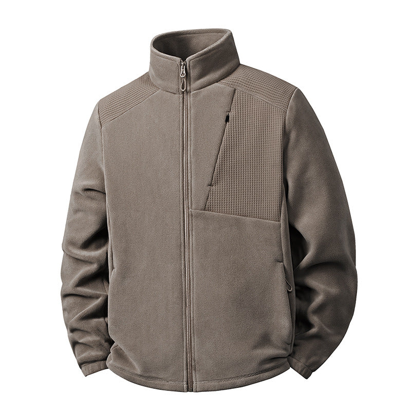 Men's fleece jacket with stand-up collar and reinforced shoulder panels Chichicherry