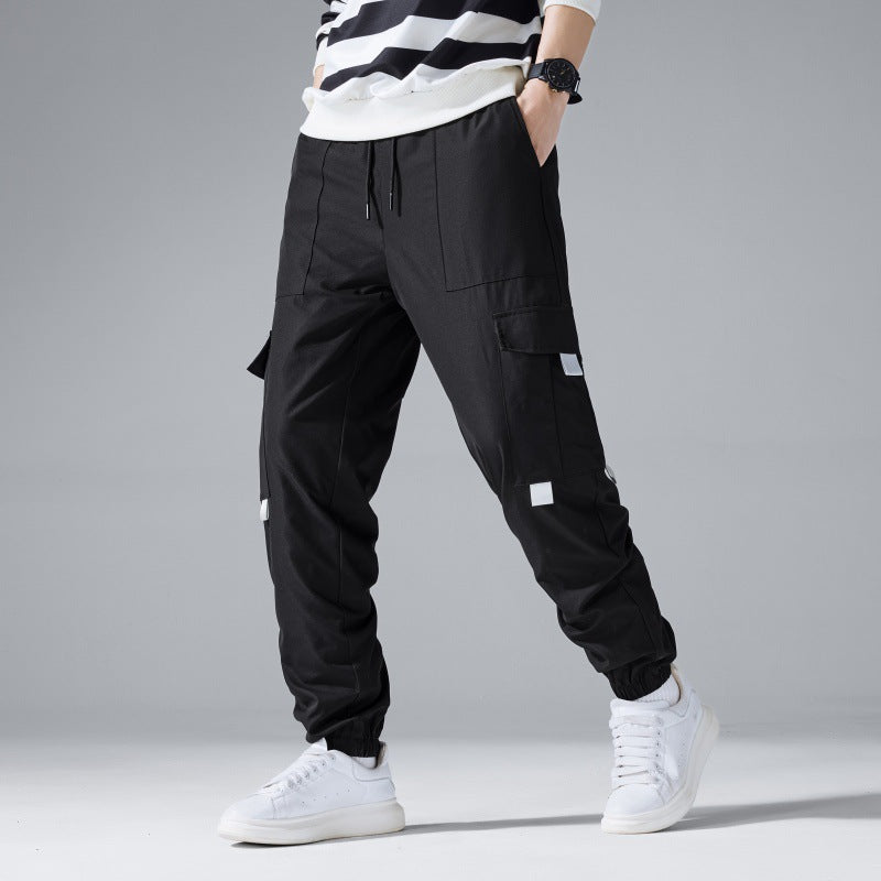 Men's Technical Utility Cargo Pants in Jogger Style with Drawstring & Elastic Ankle Cuffs Chichicherry