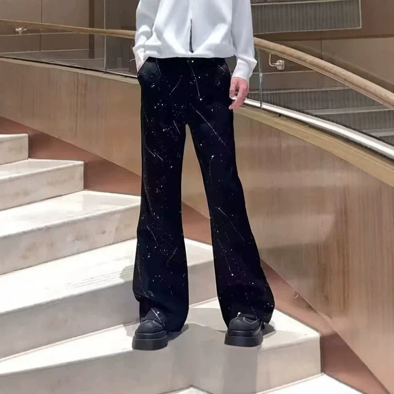 Men's Wide-Cut Jeans with Abstract Pattern Chichicherry