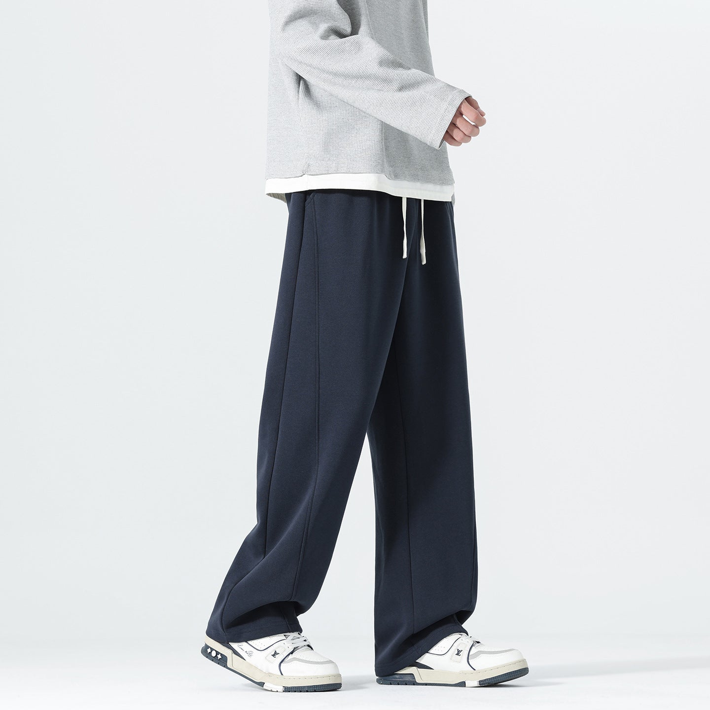 Men's Extra Wide Sweatpants in Palazzo Look with Drawstring Waist and Side Pockets Chichicherry